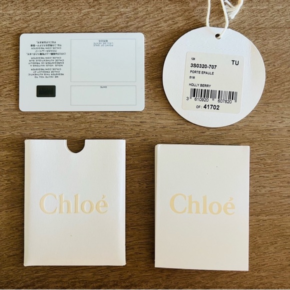 CHLOE June Bow Flap Shoulder Bag in Holly Berry Red Sheepskin Leather - Picture 9 of 9